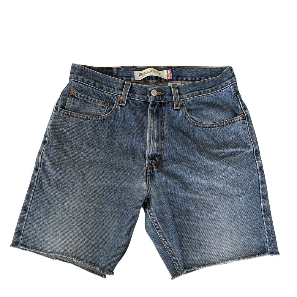 Levi’s 505 Denim Cut Off Shorts 32 Regular Fit Vintage Wash Raw Hem Distressed